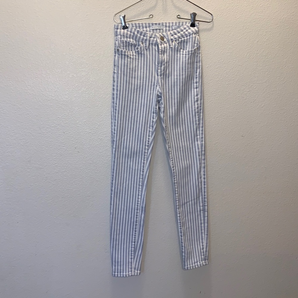 Costes Mila stripe high rise high skinny blue light striped jeans
